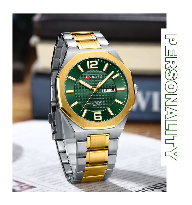 Men's Classic Round Analog Watch With Dual Calendar, Waterproof 30M, Stainless Steel Case & Band, Mineral Crystal, Quartz Movement_voghion.com
