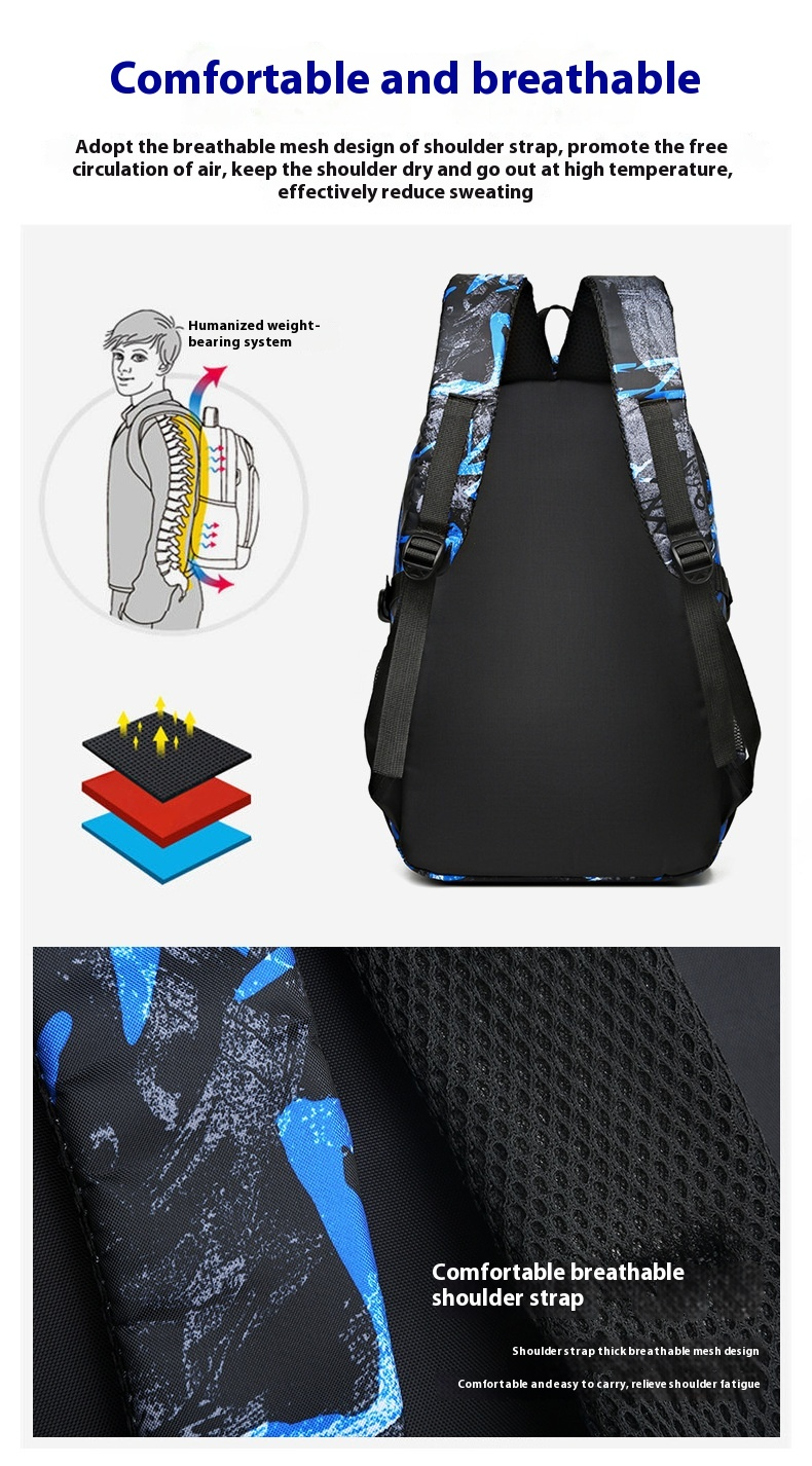 Backpack Trendy Junior And Senior High School Student Backpack Fashion Camouflage Travel Large Capacity Computer Backpack_voghion.com