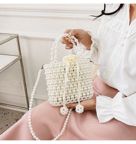 Borsa a tracolla vuota con tracolla portatile Instagram per tessitura di piccole fragranze alla moda in stile New Forest con perline_voghion.com