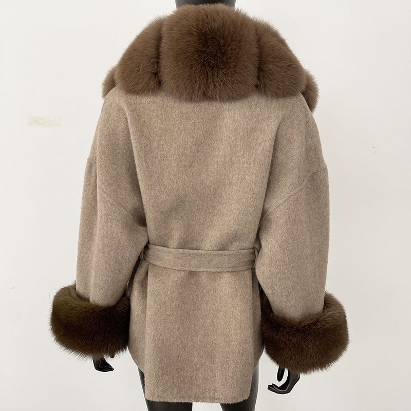 Luxuriöser doppelseitiger Wollmantel mit Fuchspelzkragen – Übergroßer Damen-Wintermantel, eleganter mittellanger Trenchcoat für Freizeit und Büro_voghion.com