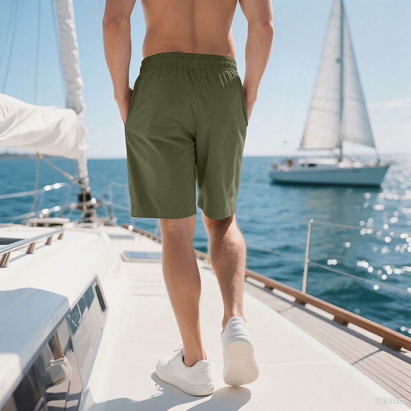 Pantalones de playa para hombre, de verano, informales, ligeros y lujosos, de cinco puntos, con cordón cruzado, talla grande_voghion.com