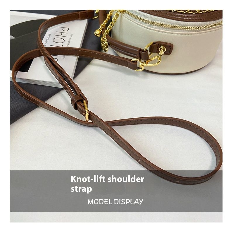 Xiaoxiangfeng Laukku Uusi korealainen versio Muodikas persoonallisuus Splicing Trend Yksi olkapää Naisten Crossbody Pieni Pyöreä Laukku_voghion.com
