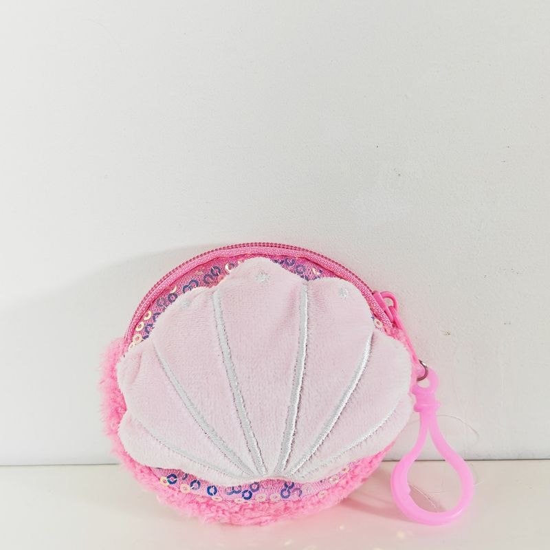 Nova bolsa de moedas de concha de desenho animado criativa, lantejoulas, moderna, armazenamento, pequena bolsa, máquina de garra, boneca, presente, mochila, pingente_voghion.com