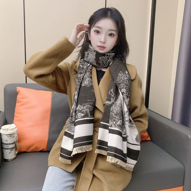 Neu für Damen Winter 2025: Doppelseitiger, langer, schlichter, vielseitiger, warmer Schal/Halstuch für reife Damen, in Schwarz und Weiß erhältlich._voghion.com