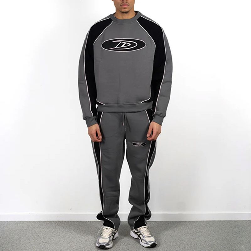 Men's Clothing Men's Color Block Hoodie & Pants Set – Streetwear Two-Piece Outfit – Oversized Hip Hop Joggers (S-XL)_voghion.com