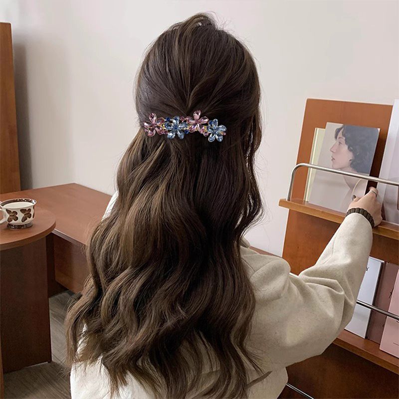 K9 Kristallblume Großer Clip, Mutterstil, Weibliches Accessoire für Erwachsene, Hinterkopf-Federclip-Haar-Accessoire_voghion.com