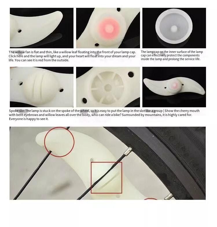 Raggi per bicicletta, mountain bike, foglia di salice, filo d'acciaio, ruota di fuoco colorata, luce in silicone, accessori per ciclismo_voghion.com