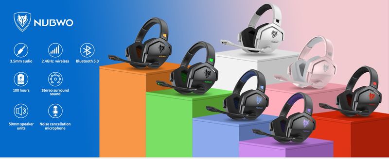 NUBWO G06 2.4G Dual Wireless Headset 5ms Low Latency 7.1 Surround ENC Mic For PC PS4 PS5 Gaming Bluetooth Headphones_voghion.com