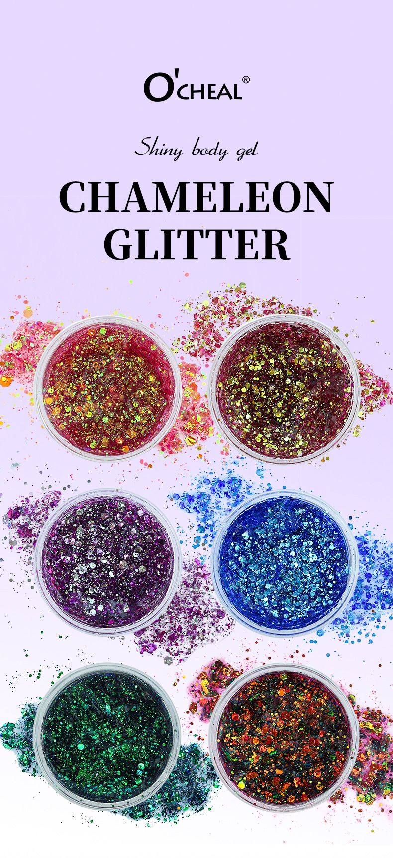 OCHEAL Colorful Sequins Chameleon Eyeshadow Face Sequins Gel Cream Body Face Nightclub Stage Makeup_voghion.com