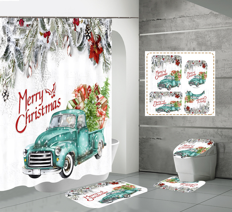 Varm digitaltryck vattentät polyester badrumsavskiljning duschdraperi_voghion.com