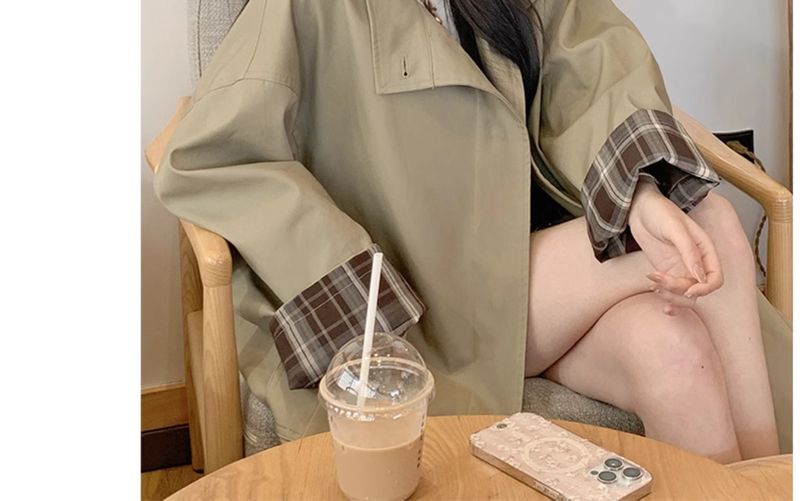 Color-Block Short Trench For Women 2025 Early New Korean Petite British Style Spring Autumn High-End Coat_voghion.com