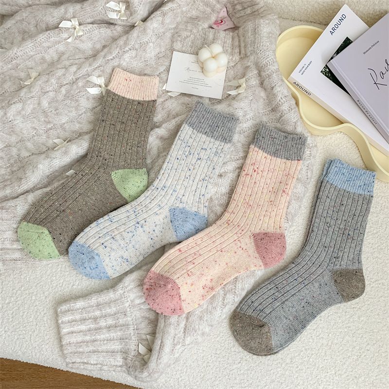 Podzimní a zimní silné ponožky pro ženy, nápady na sladění barev, příze, kašmír, zesílené teplé vlněné ponožky střední délky, stohovací ponožky_voghion.com