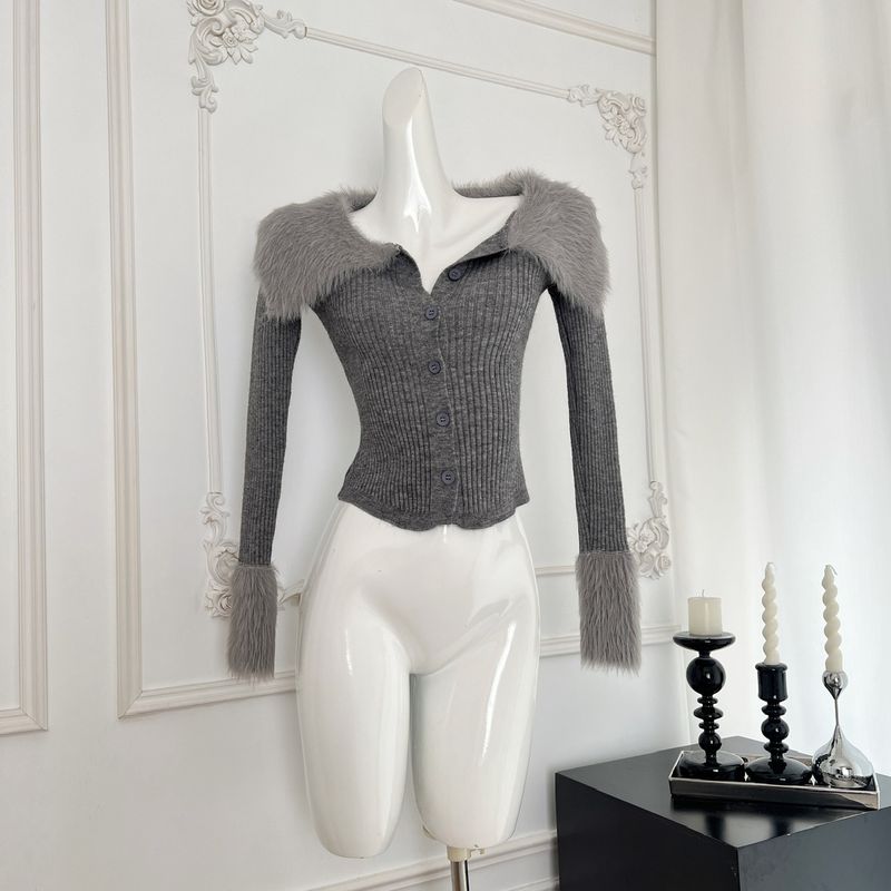 Xinlei Pure mink series "knitted cardigan long sleeved button pure desire top for women's spring new style_voghion.com