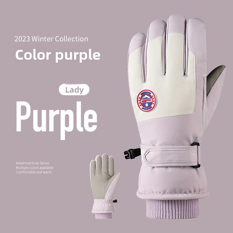 Guantes de esquí de algodón para hombre y mujer, con forro polar, resistentes al viento, impermeables y cálidos, para invierno, con pantalla táctil, para bicicleta eléctrica_voghion.com