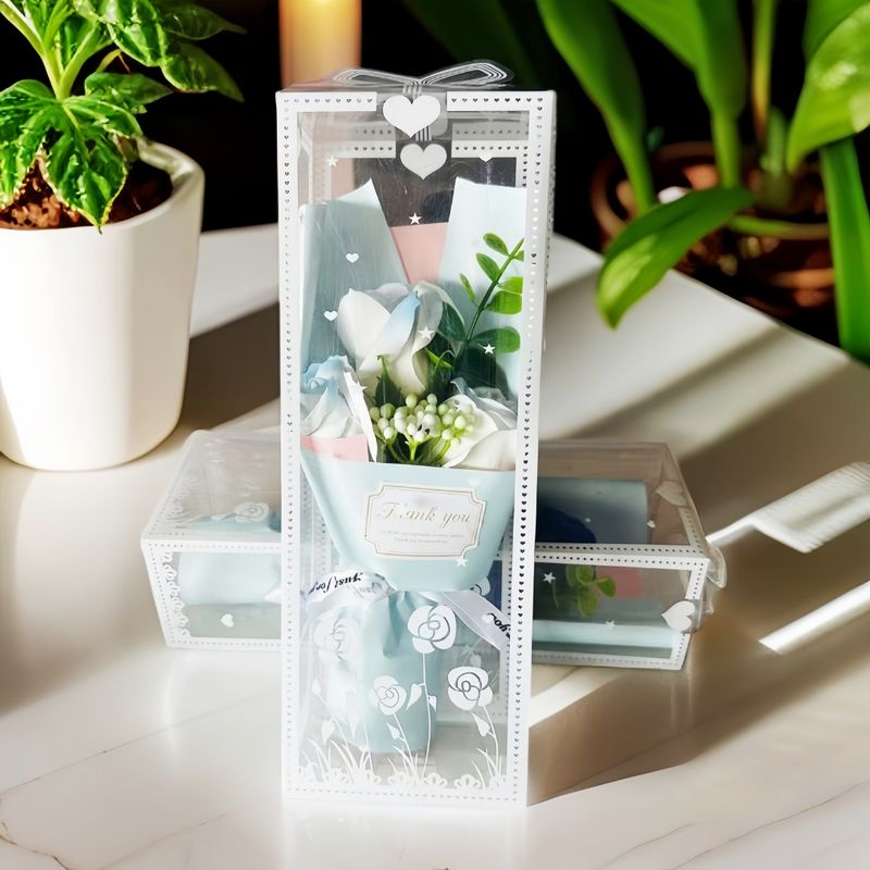 Presentes Festivos Natal Dia das Mães Caixa de Presente com Flores Preservadas Buquê de Rosas de Sabonete Cravos Flor Artificial Presente Sofisticado para a Mãe_voghion.com