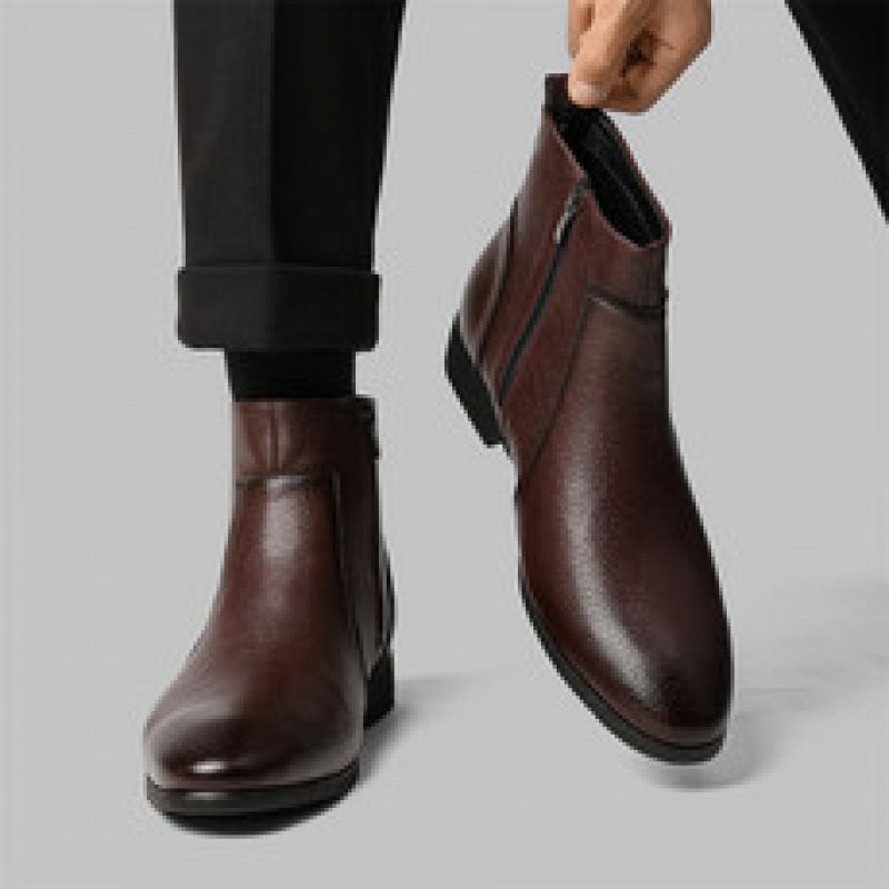 Unbeatable Quality 【 】 Martin Boots Men's Minimalist Slim Fit Soft Leather Business Office Side Zipper Small Short Boots, Large Size_voghion.com