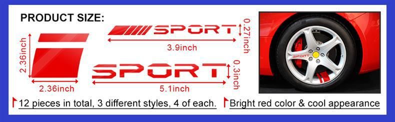12pcs Decal Reflective Stickers Waterproof Red Car Wheel Rim Stripe 18-21inch_voghion.com