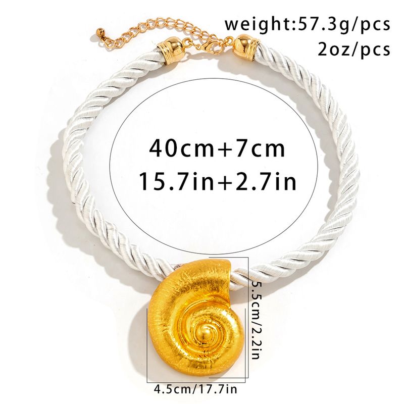 2025 Nieuwe aankomsten Hoge kwaliteit metalen grote schelp slak hanger choker ketting voor vrouwen Punk handgemaakte dikke gedraaide touwketting vakantie_voghion.com