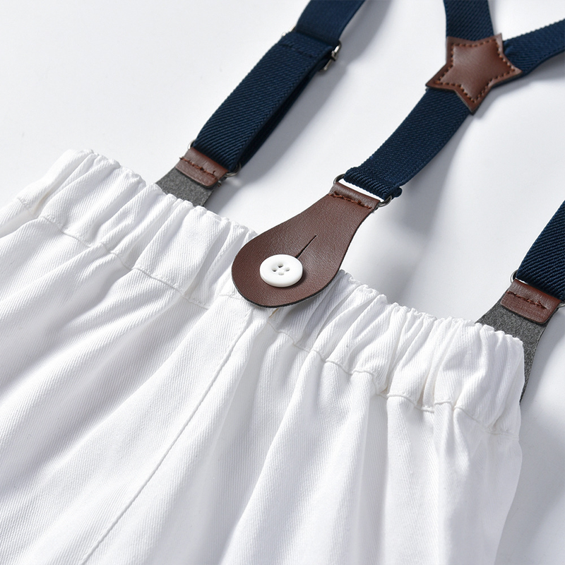 Babykleidung Jungen Langarm Jungenhemd Hosenträger Freizeithose Fliege Zweiteiliges Set_voghion.com