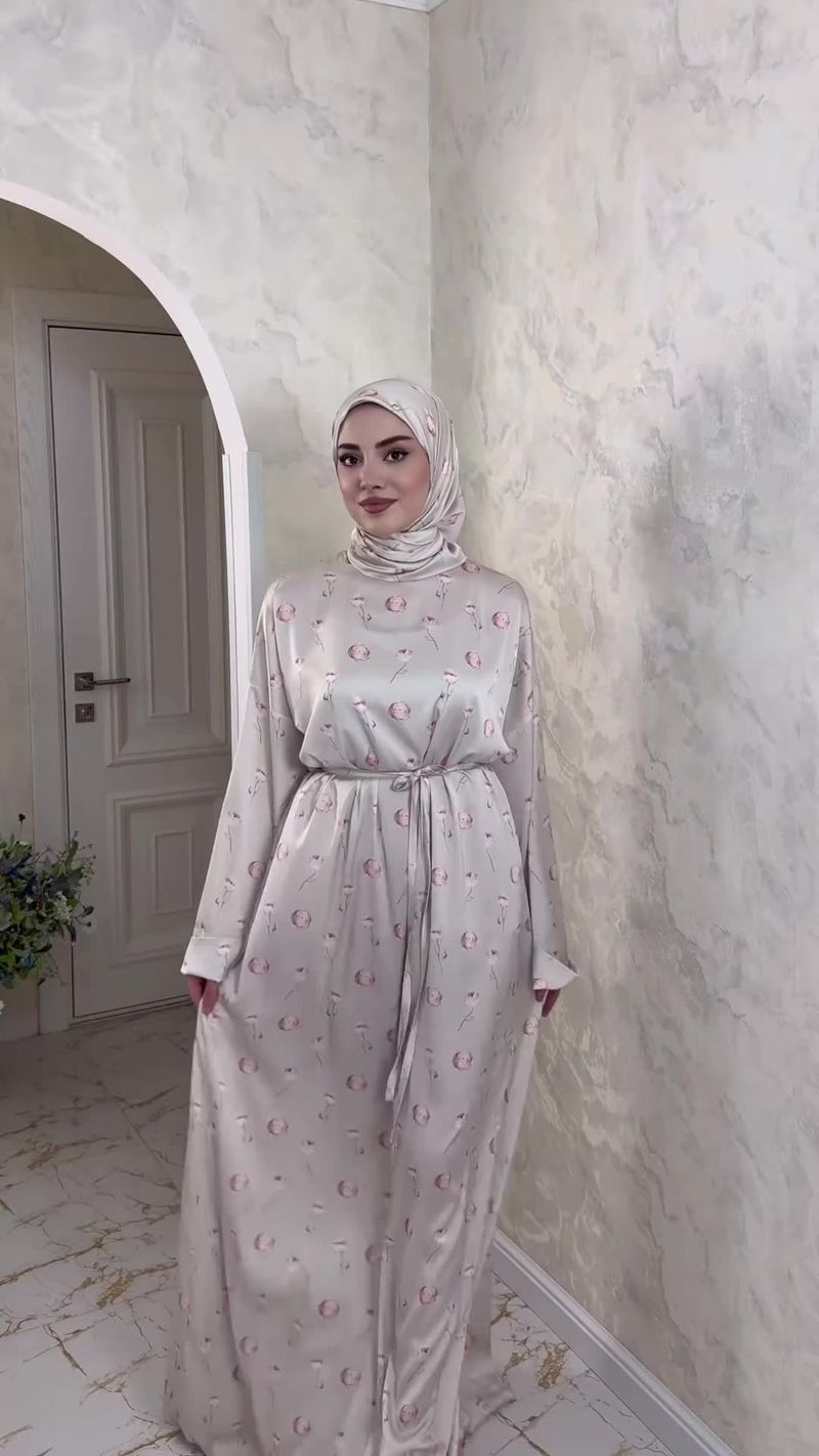 Abito lungo a maniche lunghe con stampa elegante e temperamento da donna, ampio e comodo._voghion.com