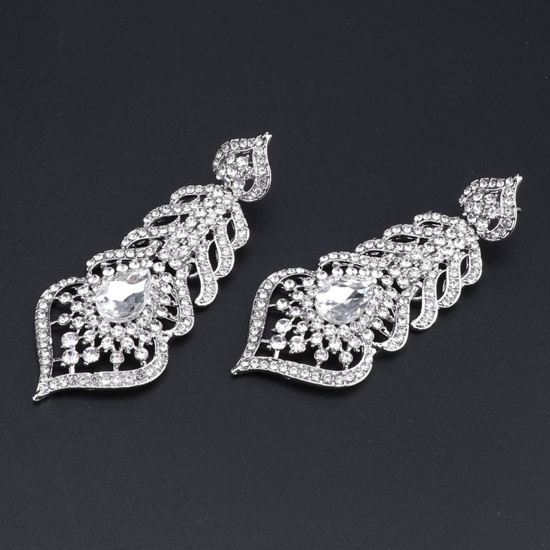 FFashion Crystal Rhinestones Srce Privjesak Ogrlica Naušnice Za Žene Svadbeni Dodaci Za Vjenčanja Set Nakita_voghion.com