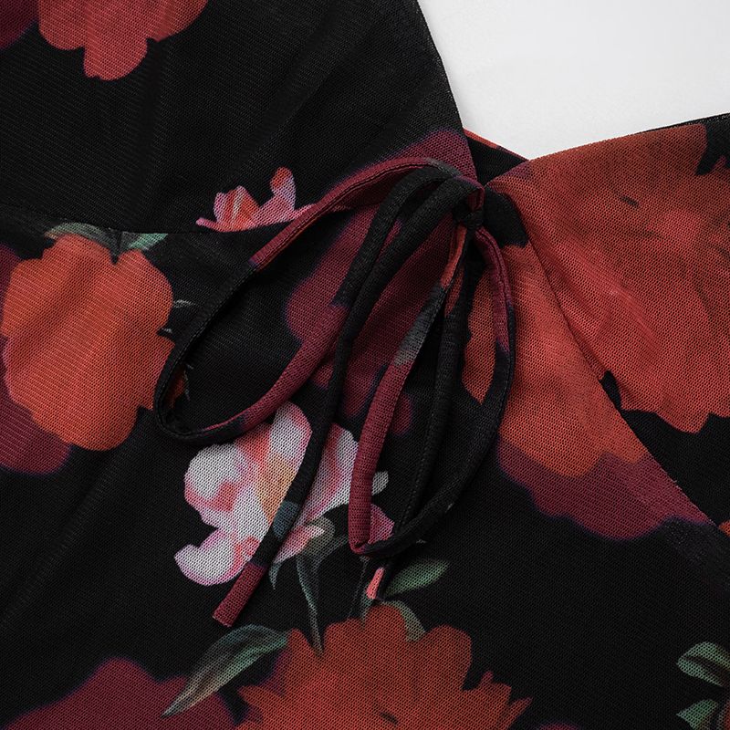 D24ST1252024 New Sexy Suspender Printed Double-layer Lace Top Slim Fit Hip Hugging Short Skirt Set_voghion.com