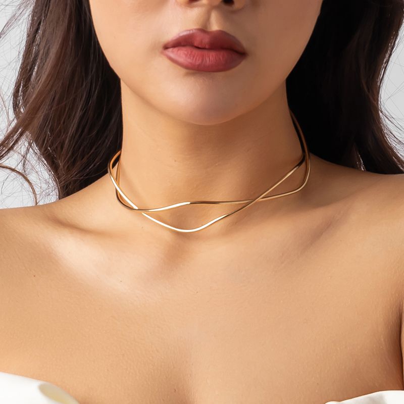 2025 Új érkezések Vintage fém dróttal készült nyomatékok Choker nyaklánc női gallérral punk arany színű nyitott mandzsetta állítható lánc grunge ékszerek_voghion.com