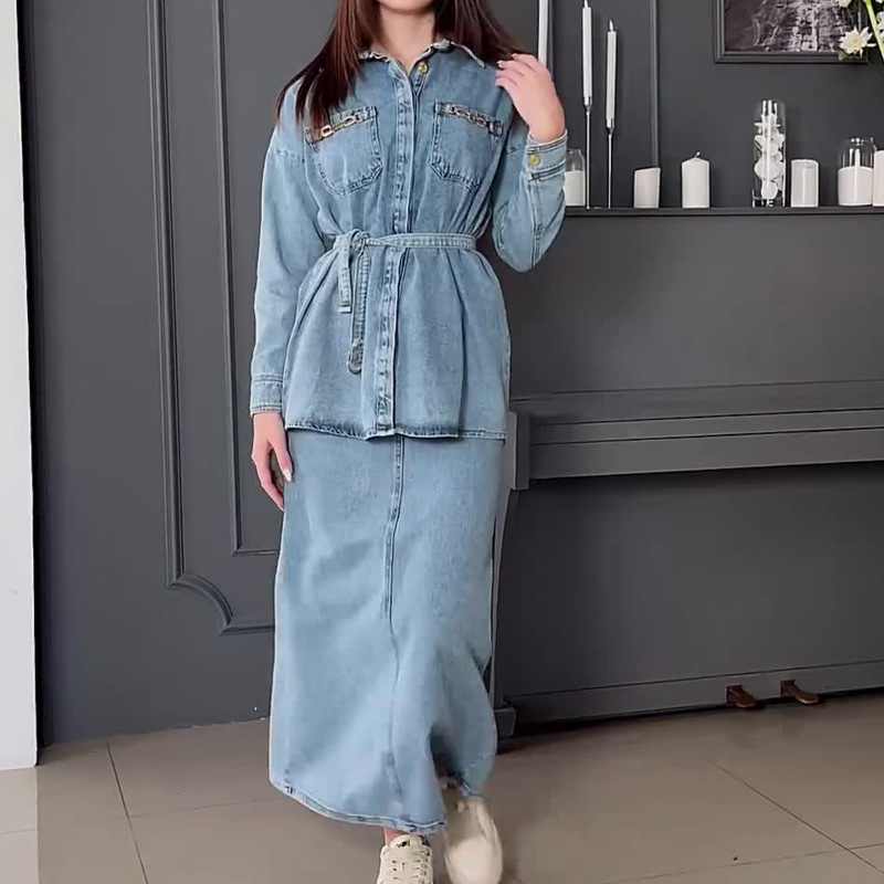 Ženska oblačila Moda Obrabljeni oprani ležerni jeans topi in krila Obleke_voghion.com