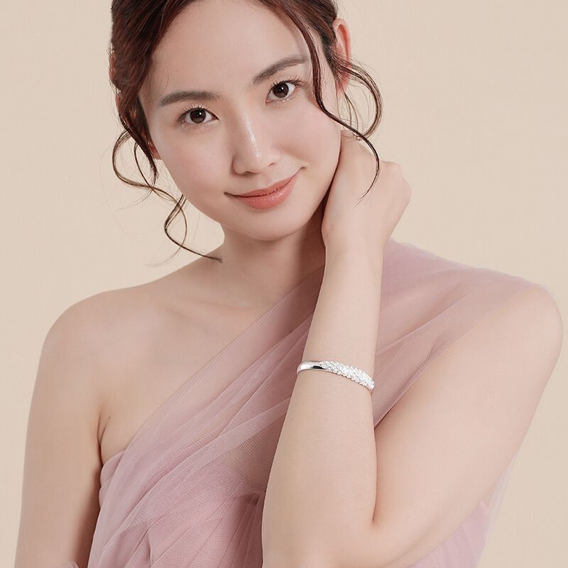 Edle Hübsche Sterg Sier Pea Öffnung Bildschirm Armband Armreif Für Frauen Fashion Party Hochzeit Zubehör Schmuck Geschenk_voghion.com