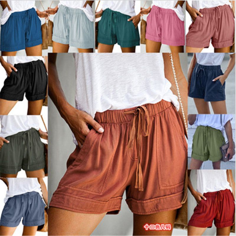 2025s Casual Wide-Leg Loose Summer New Women's High-Waist Elastic Drawstring Shorts_voghion.com