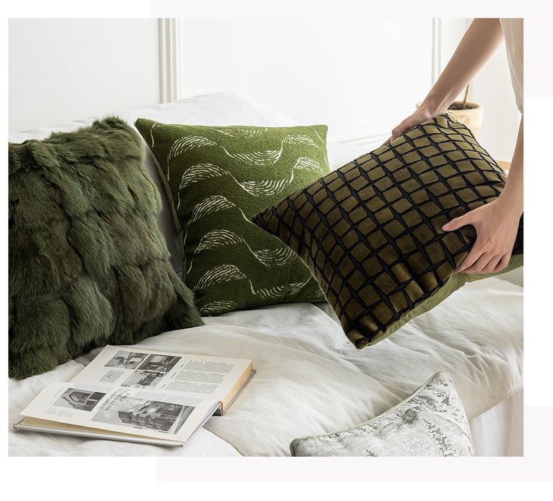 Accesorios para el hogar Sofá Funda de almohada Verde Decoración del hogar Cojín Respaldo Funda de almohada Moderna Simple_voghion.com