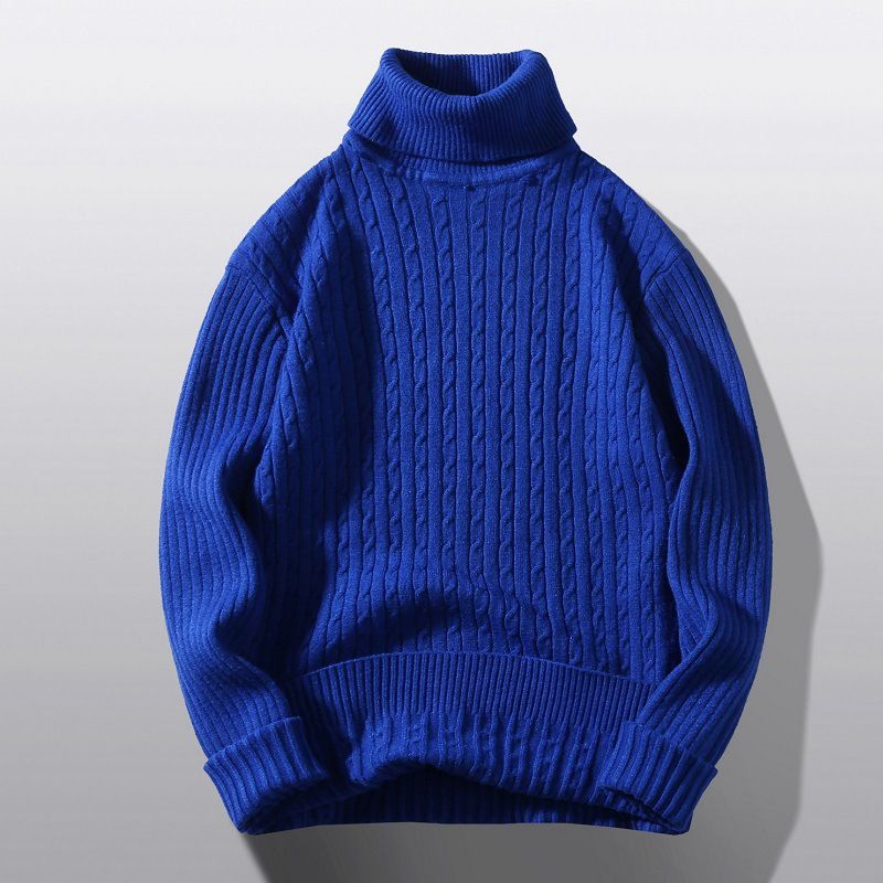 Men's Clothing Autumn And Winter Running Volume Sweater Men's High Collar Pullover New Flower Sweater Casual Knit Sweater Bottom Line Sweater Spot_voghion.com