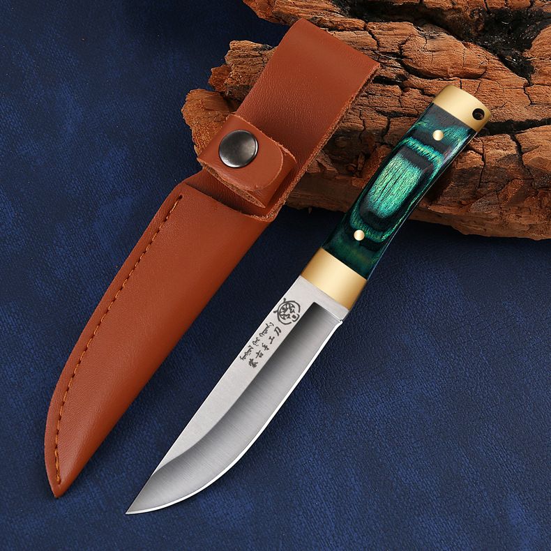 Coltello da carne in stile tradizionale mongolo - Coltello da campeggio e barbecue in acciaio inossidabile con impugnatura ergonomica per cucinare all'aperto, cacciare e tagliare la frutta_voghion.com