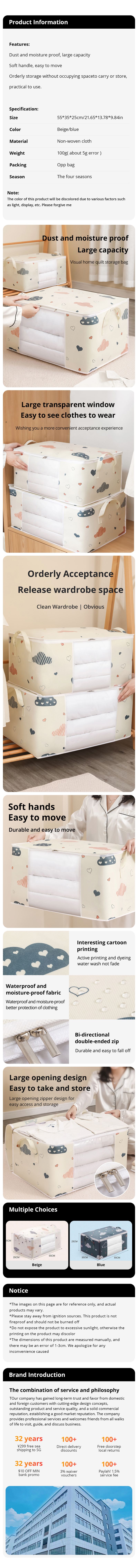 Large Capacity Clothes Storage Bag Organizer With Reinforced Handle Suitable For Blankets Bedding Foldable With Sturdy Zipper_voghion.com