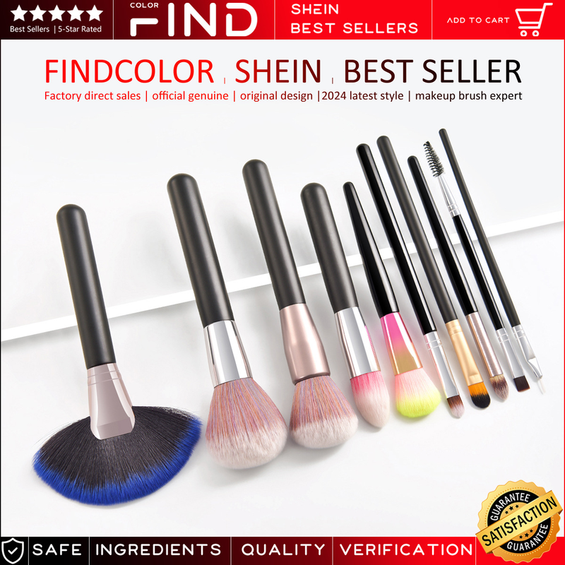 10 Stück neue schwarze Make-up-Pinsel, professionelles Make-up-Set, Fächerpinsel, Direktverkauf ab Werk FINDCOLOR_voghion.com