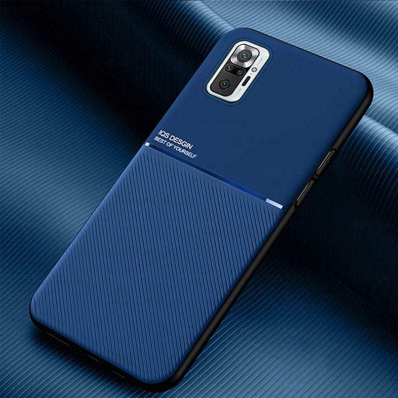 Auto magnetische houder cover voor redmi note10 case lederen textuur siliconen schokbestendig op redmy note 10 pro 10s 10t coque_voghion.com