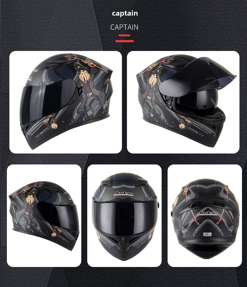 Doppellinsen-Motorradhelm Herren-Trailrunning-Helm Elektrischer Damen-Winter-Vollschutzhut-Integralhelm_voghion.com