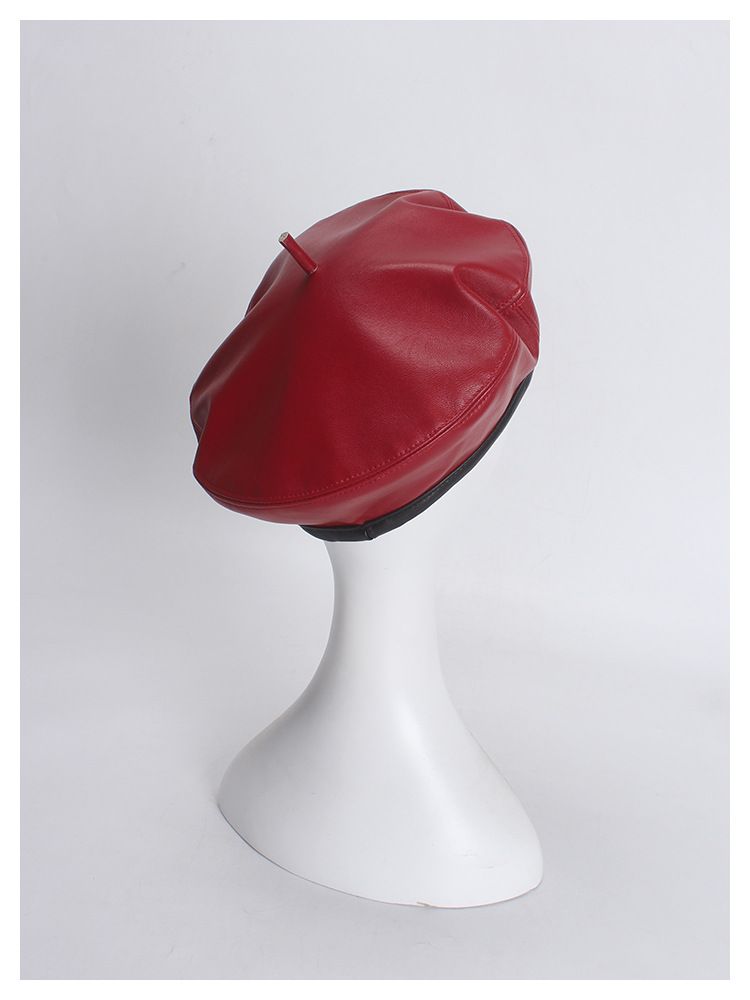 Neuheiten BUTTERMERE Leder Frauen Französisch Militär Baskenmütze Weibliche Rote Damen Kürbis Hut Einstellbar Vintage Herbst Winter Schiebermütze_voghion.com