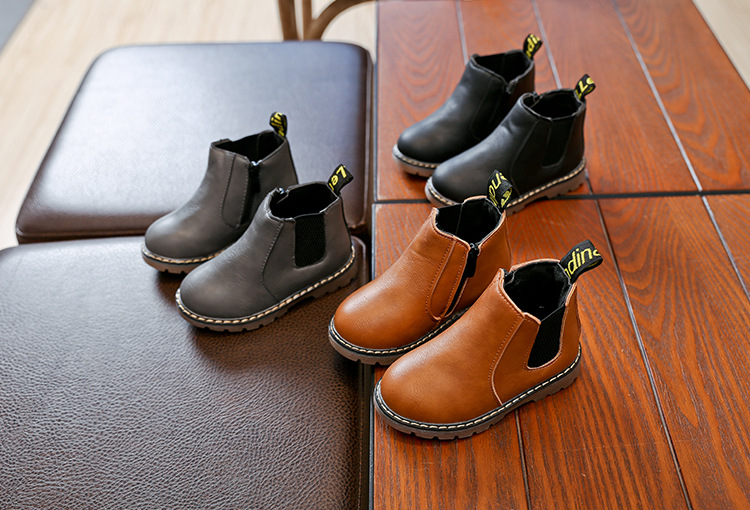 Chaussures en cuir pour garçons et filles, bottes courtes simples, Martin, Style britannique, nouvelle collection printemps et automne 2023_voghion.com