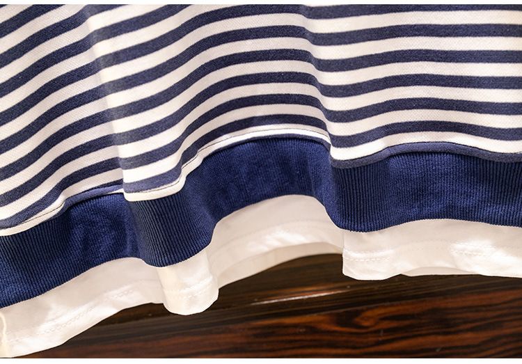 Women's round neck striped patchwork long sleeve sweatshirt_voghion.com