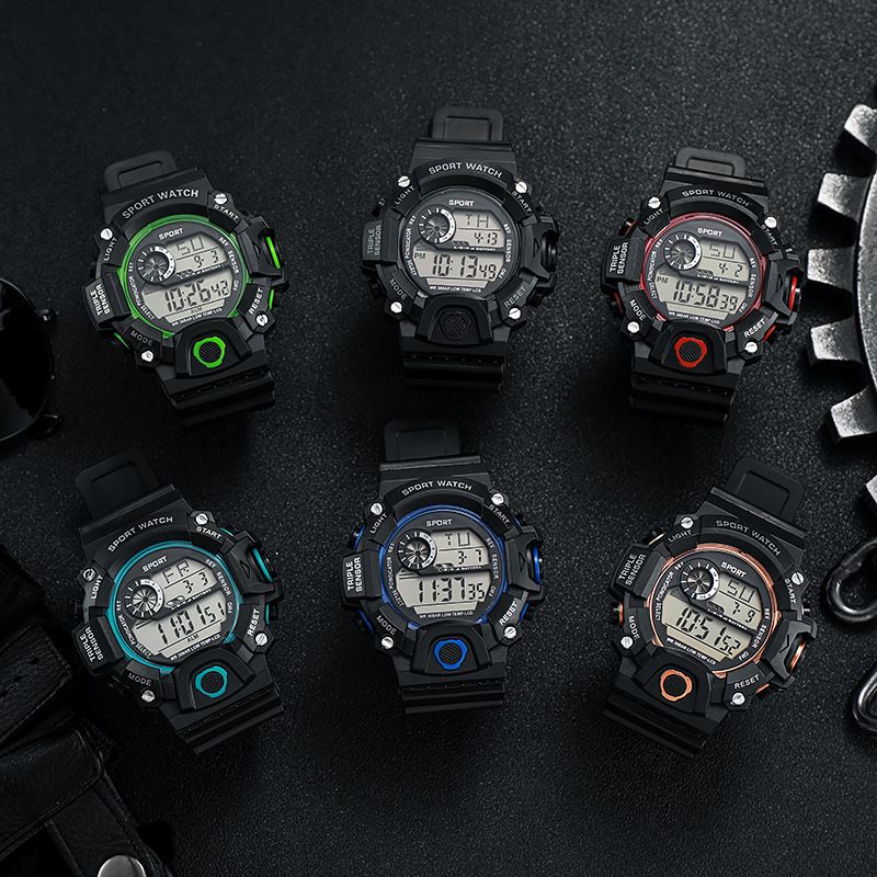 Orologio elettronico da esterno elegante e semplice da uomo per adulti, grande quadrante, multifunzione, luminoso, con allarme, orologio sportivo_voghion.com