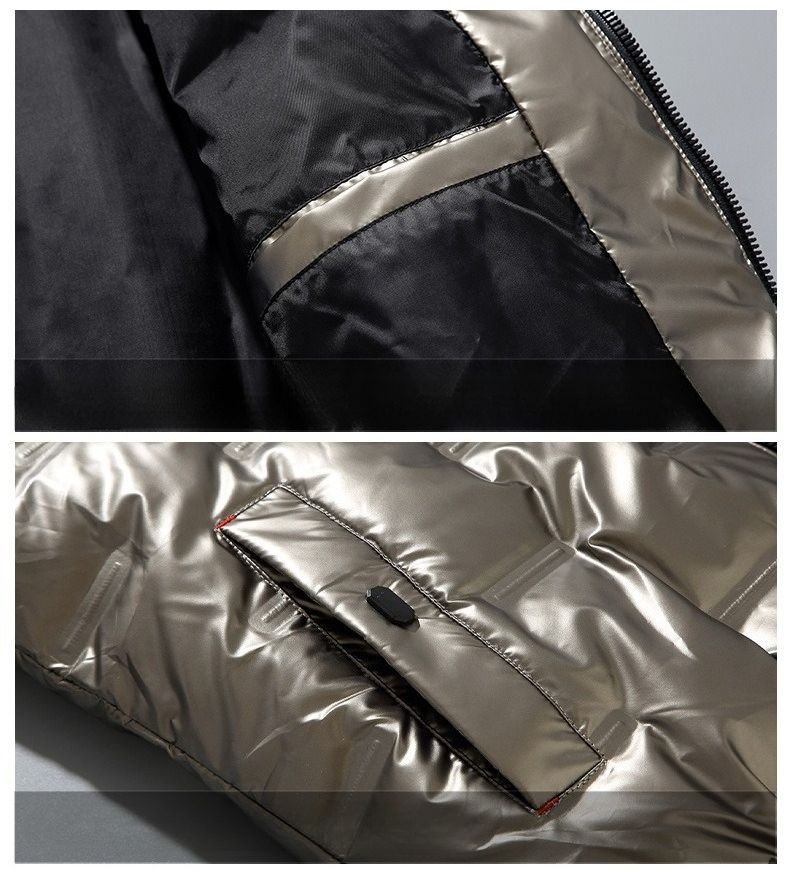 Kurzer Wintermantel für Herren, dicke Winterjacke für Herren, glänzende Oberfläche, Winterkleidung im japanischen und koreanischen Stil_voghion.com