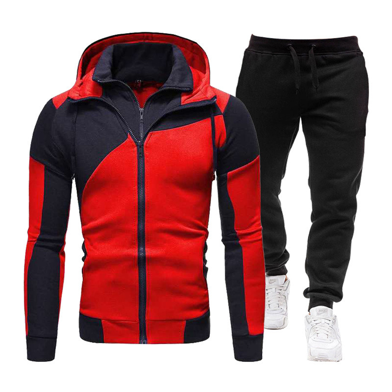 Calças esportivas de algodão para inverno, primavera e outono, zíper duplo, manga comprida, jaqueta casual, conjunto de moletom da moda_voghion.com