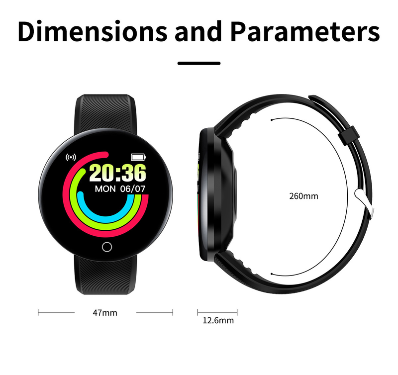 D18s Smartwatch Colore 1.44 Schermo Rotondo Frequenza Cardiaca, Pressione Sanguigna, Monitoraggio del Sonno, Movimento del Passo D18 Braccialetto Intelligente_voghion.com