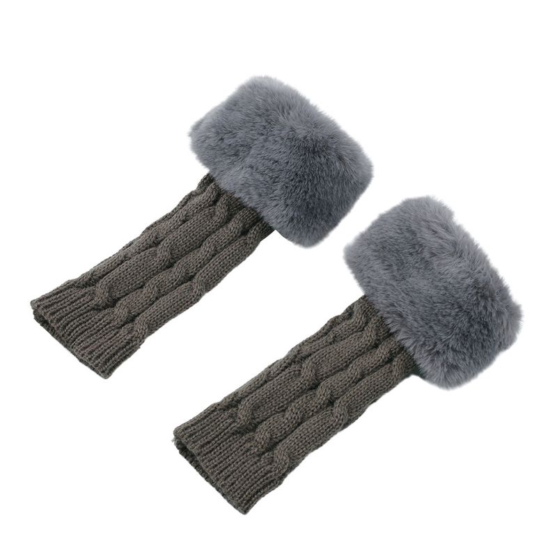 Women's Fingerless Velvet Gloves - Knitted 8-Shaped Twisted Design, Warm & Soft Wool For Autumn & Winter (Short Turn-Up Cuff, Stylish & Cozy)_voghion.com
