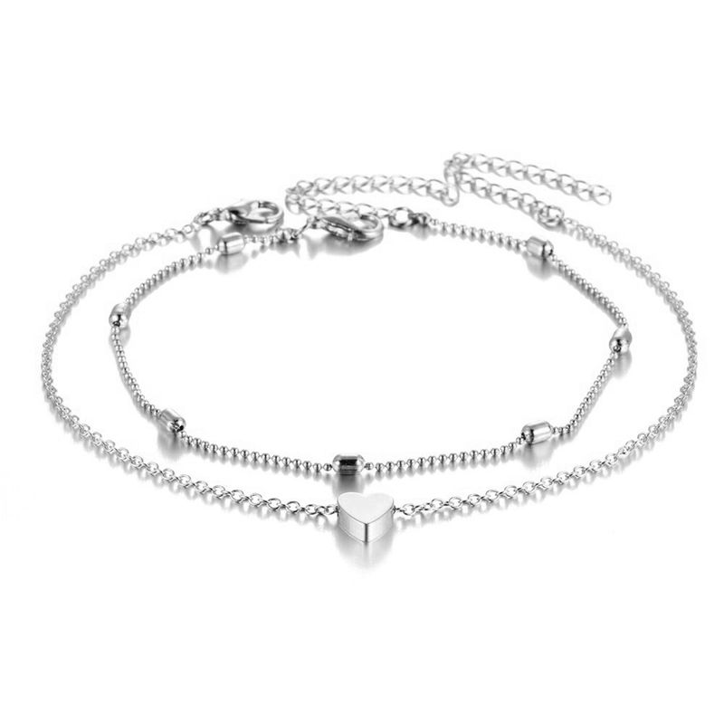 Heart-Shaped Multi-Layer Anklet Ocean Style Beach Ankle Chain Jewelry_voghion.com