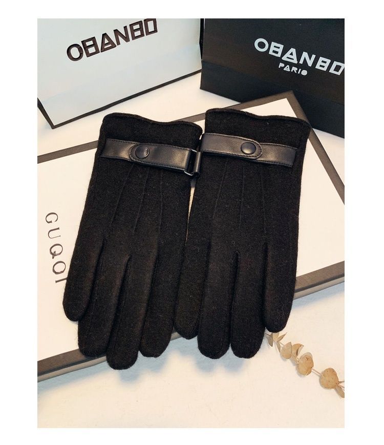 Uld handsker til mænd med touchscreen, vintermodel med fortykket fleece for varme, modstandsdygtighed over for kold vind, cool og afslappet kørsel_voghion.com