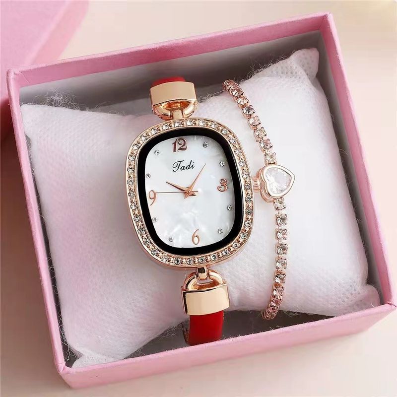 Orologi da donna, tendenza moda, cinturino in marmo, strass, quadrante digitale con diamanti, orologio al quarzo da donna in due pezzi._voghion.com