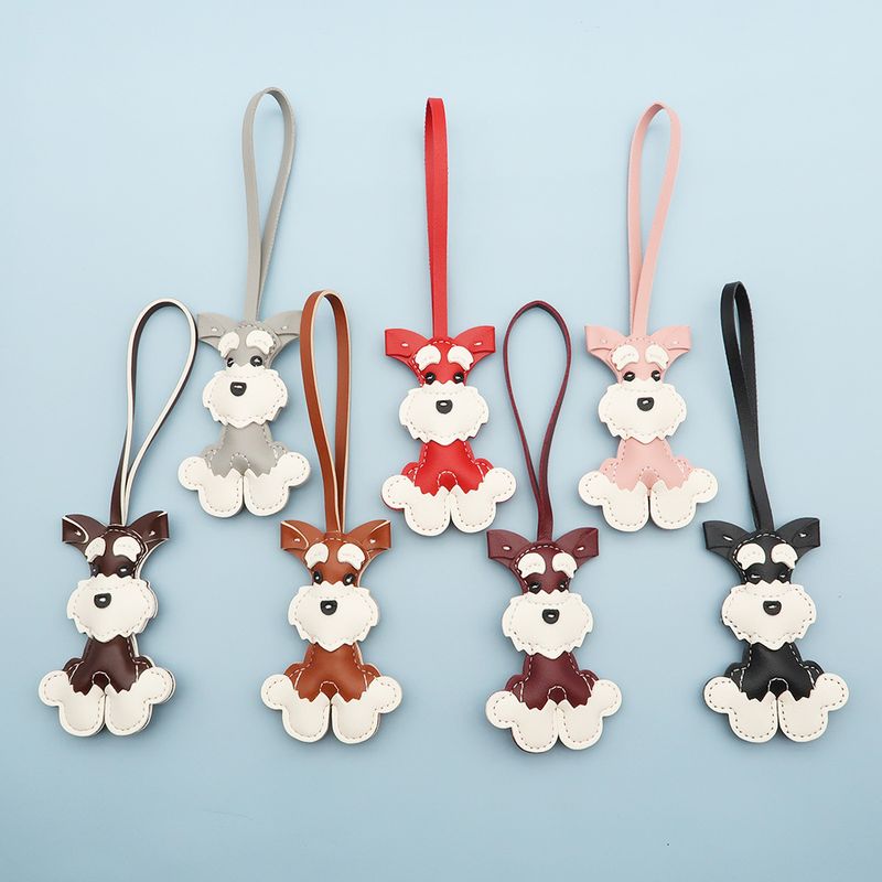 Pendentif teckel mignon bricolage lanière cuir chiot sac pendentif schnauzer couple voiture pendentif_voghion.com