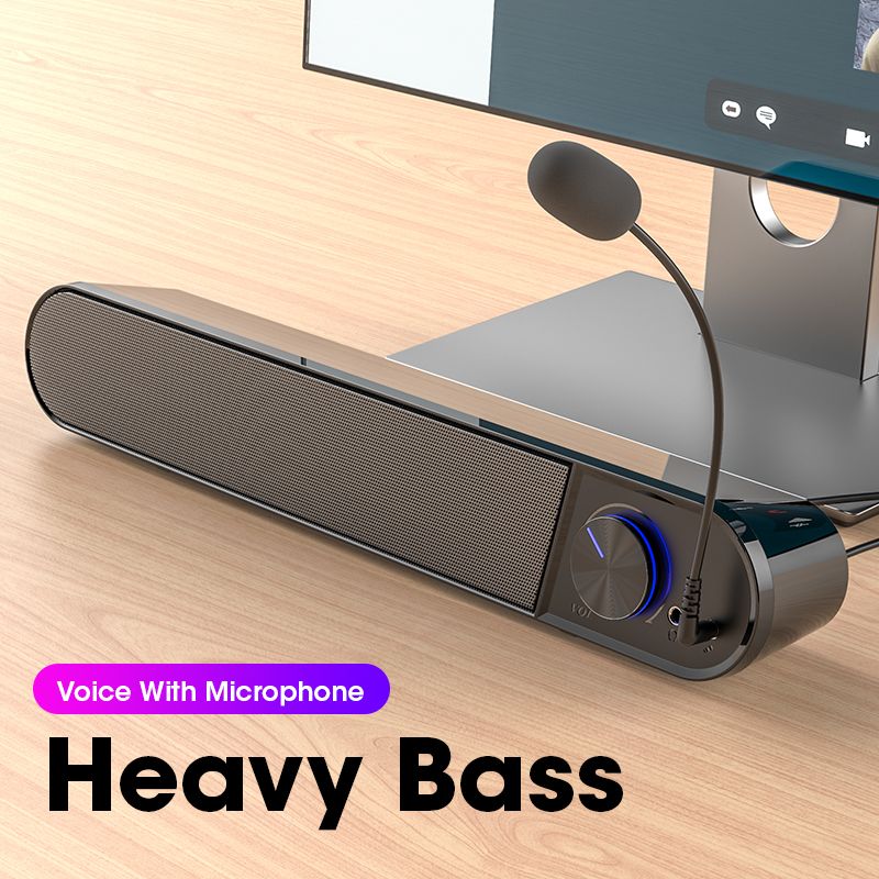 Barre de son pour ordinateur filaire Bluetooth 4D Bass Surround SoundBar Home Cinéma Subwoofer Haut-parleurs d'ordinateur avec micro Prise pour écouteurs_voghion.com